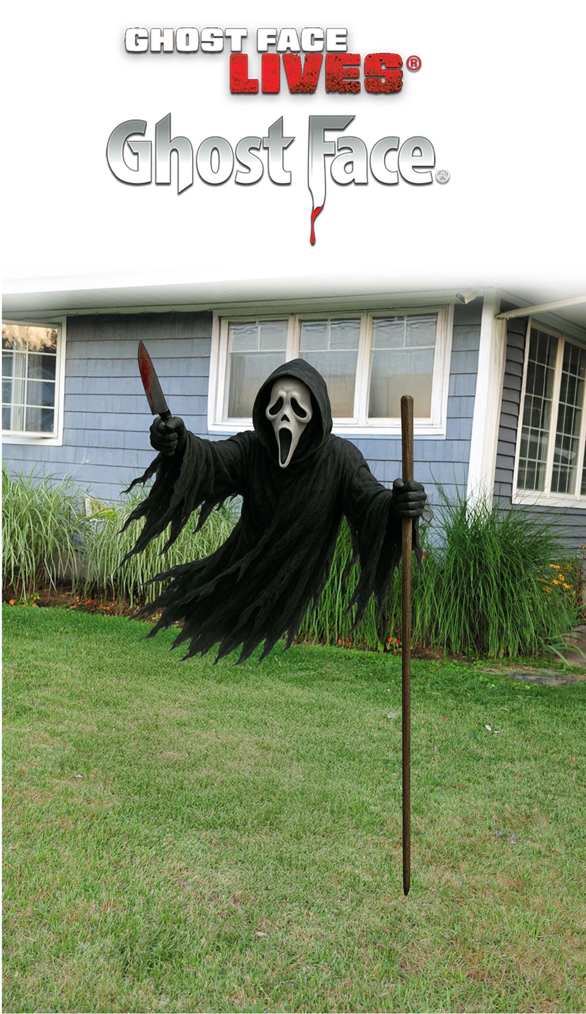 Decorazione Ghost Face da Esterno in Sospensione Scream Volante da Esterno Halloween
