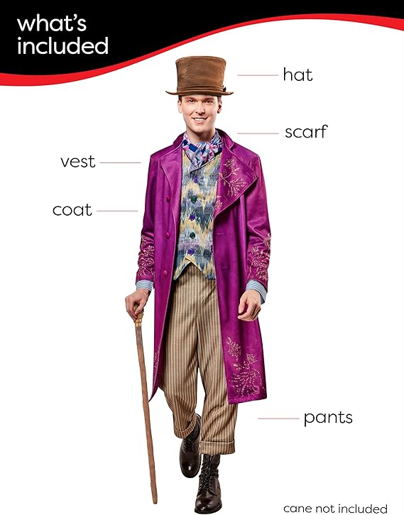 Costume Completo Willy Wonka La Fabbrica di Cioccolato Deluxe per Adulto Originale