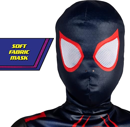 Maschera Spiderman Miles Morales Originale Across Spiderverse Marvel in Stoffa Bambino