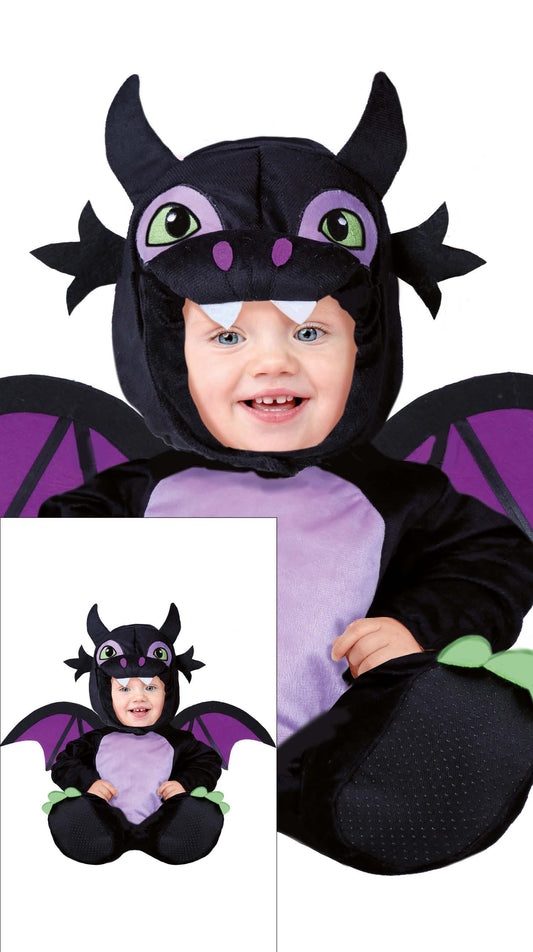 Costume Drago Nero con Ala, Capucha, Cola e Mono 1