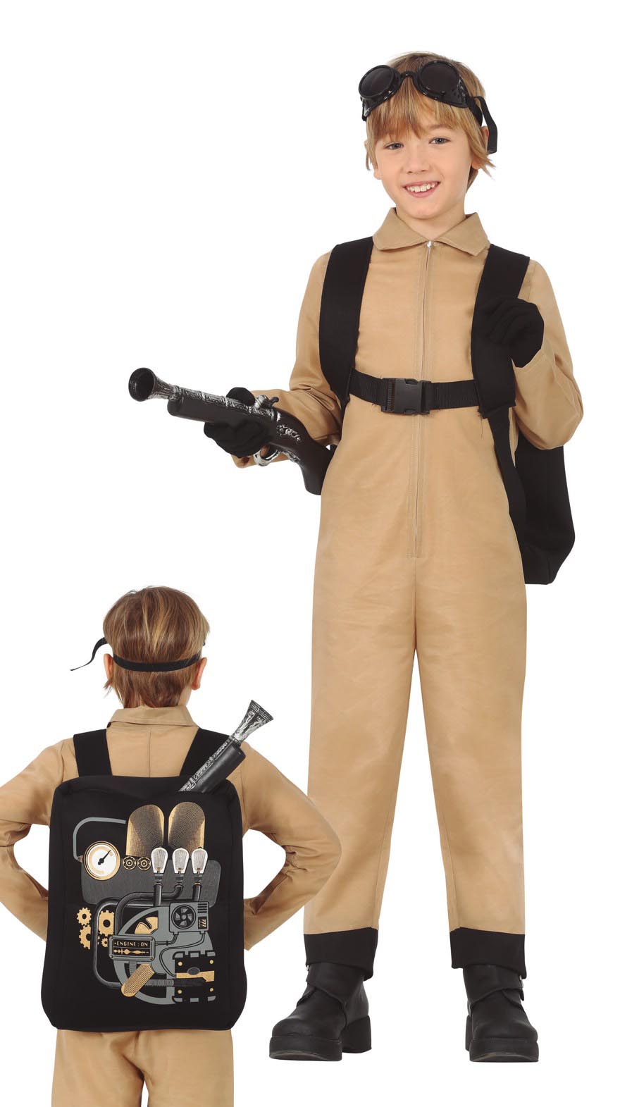 Costume Cacciatore di Fantasmi con Mochila e Monocolore 1