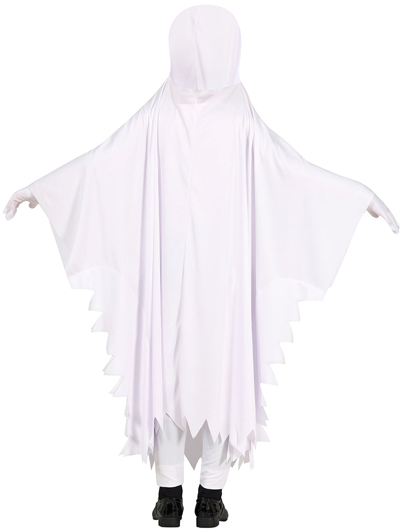 Costume Fantasma Bianco Horror Tunica con Cappuccio Bambino Halloween 4