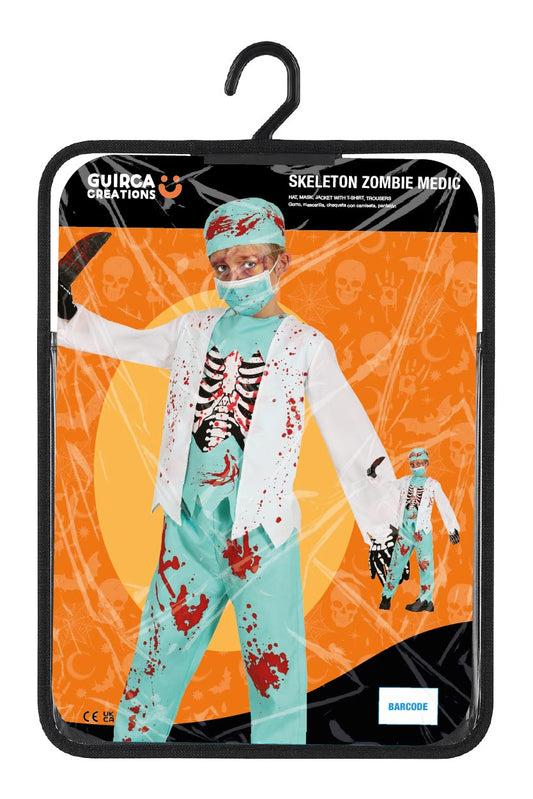 Costume Scheletro Medico Zombie con Camiseta, Chaqueta, Gorro, Mascarilla e Pantalon 5
