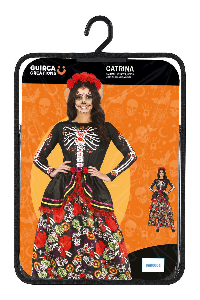 Costume Catrina con Diadema e Vestito 5