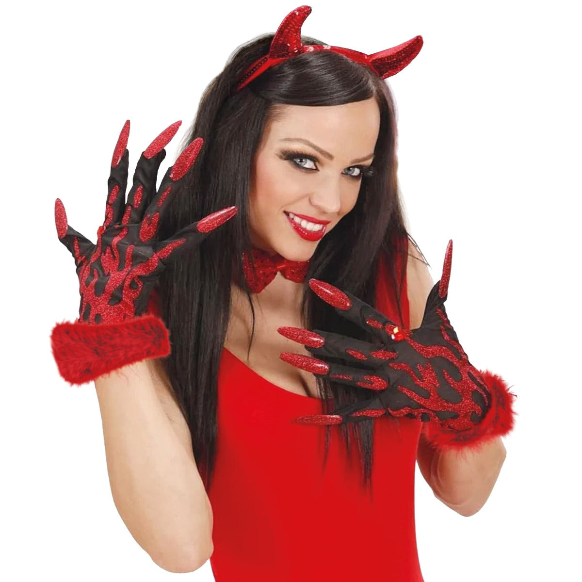 guanti neri halloween