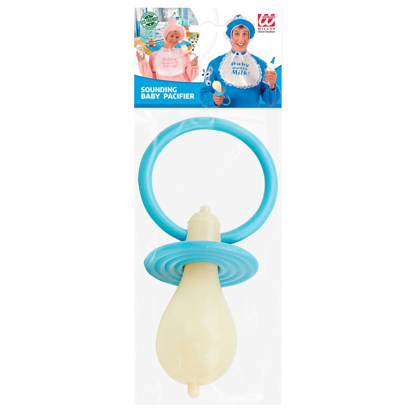 Maxi Ciuccio Bebè Sonoro Celeste in PVC Baby Shower Clown 25cm