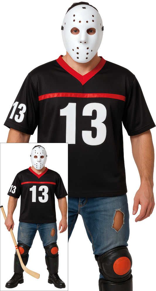 Costume Uomo Jason Adulto Hockey Con Maschera Rigida Venerdi 13