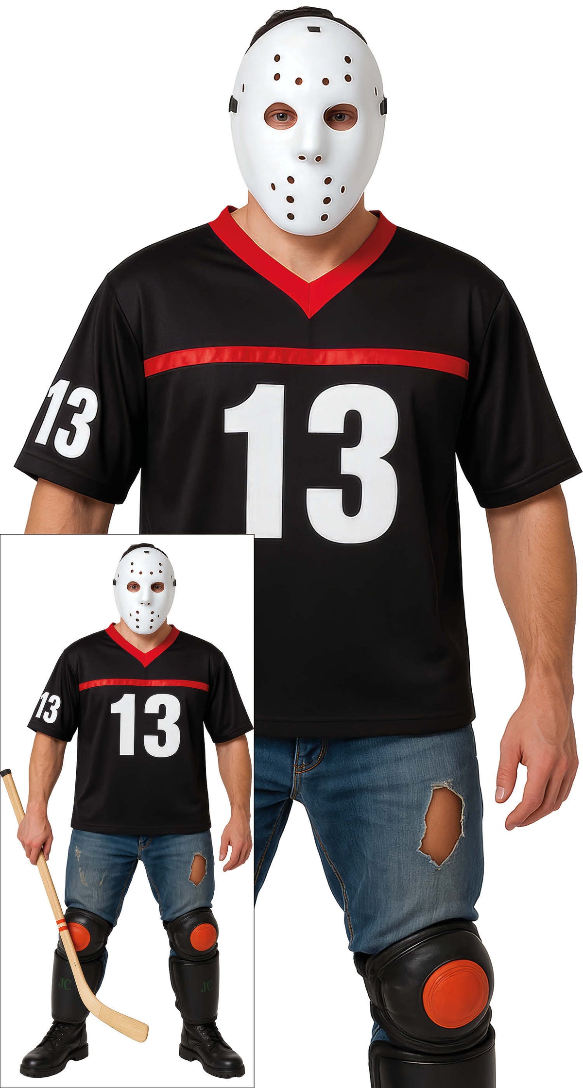 Costume Uomo Jason Adulto Hockey Con Maschera Rigida Venerdi 13
