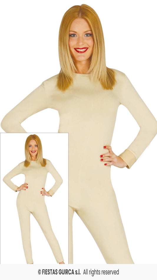 Costume Donna Tuta Intera Color Carne Effetto Nudo