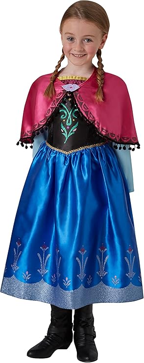 Costume Deluxe Anna Frozen Abito con Mantellina Glitter Originale in Scatola Disney
