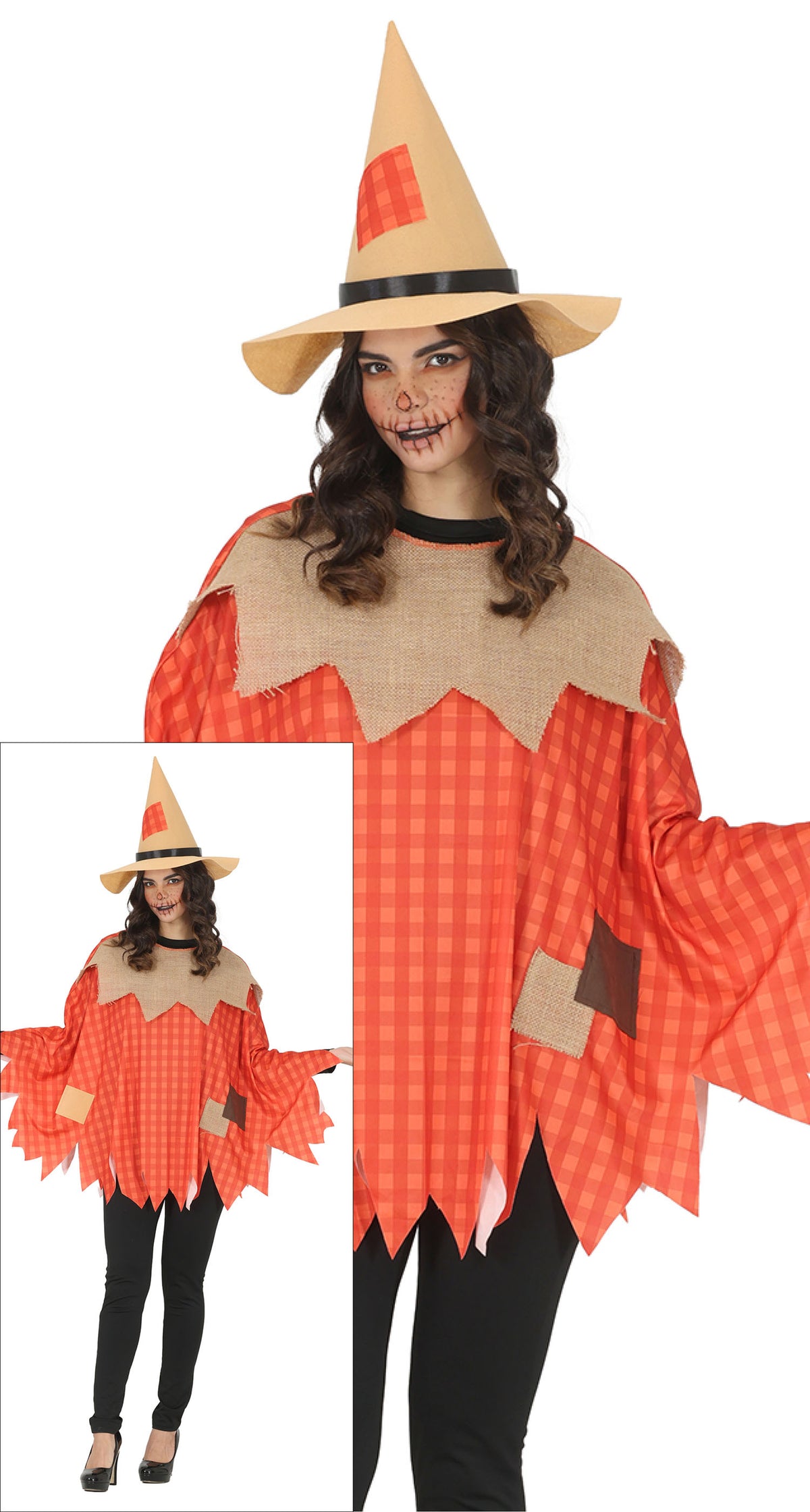 Costume Spaventapasseri Poncho e Cappello Halloween