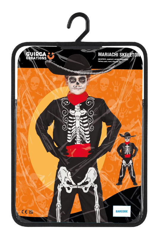 Costume Scheletro Mariachi con Chaqueta, Faja, Mono e Pañuelo 5