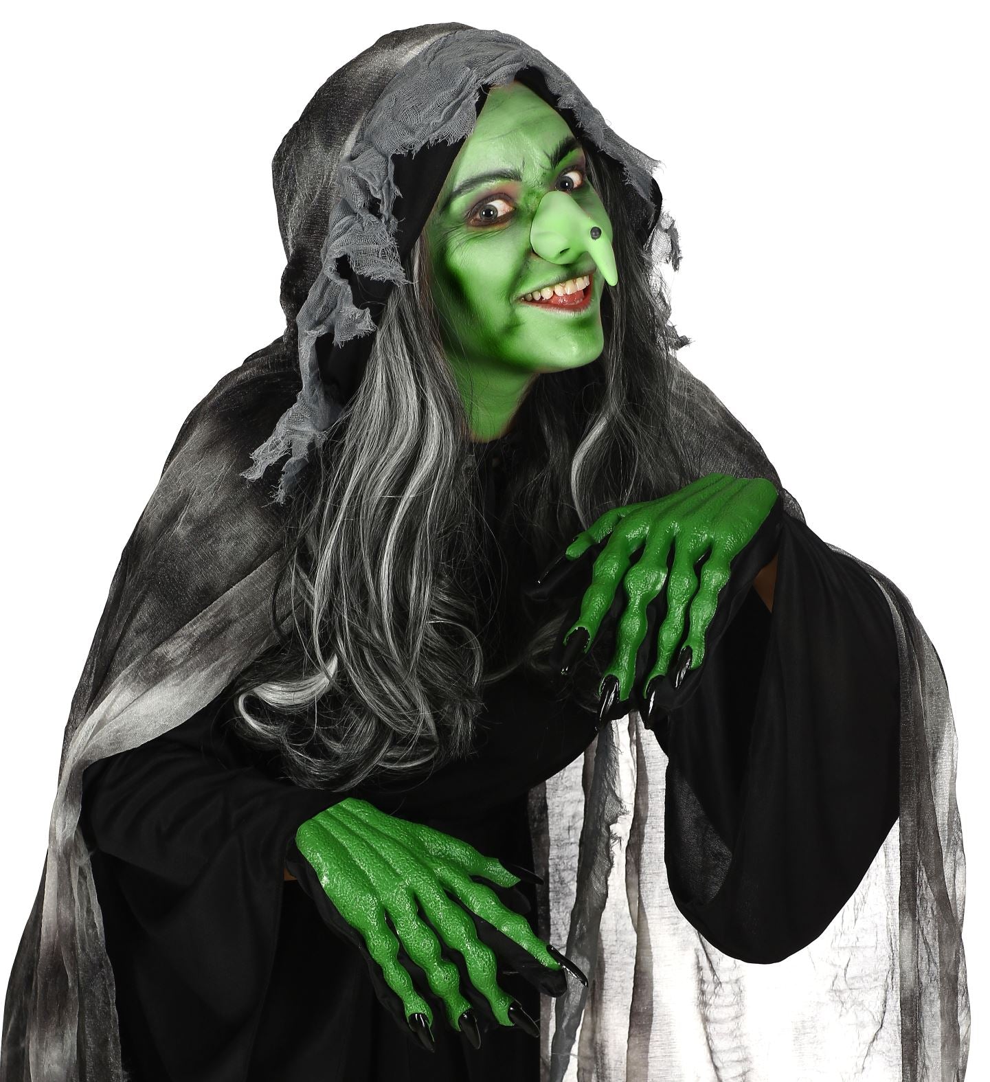Guanti 3D in Lattice da Strega Verde Zombie Goblin Horror