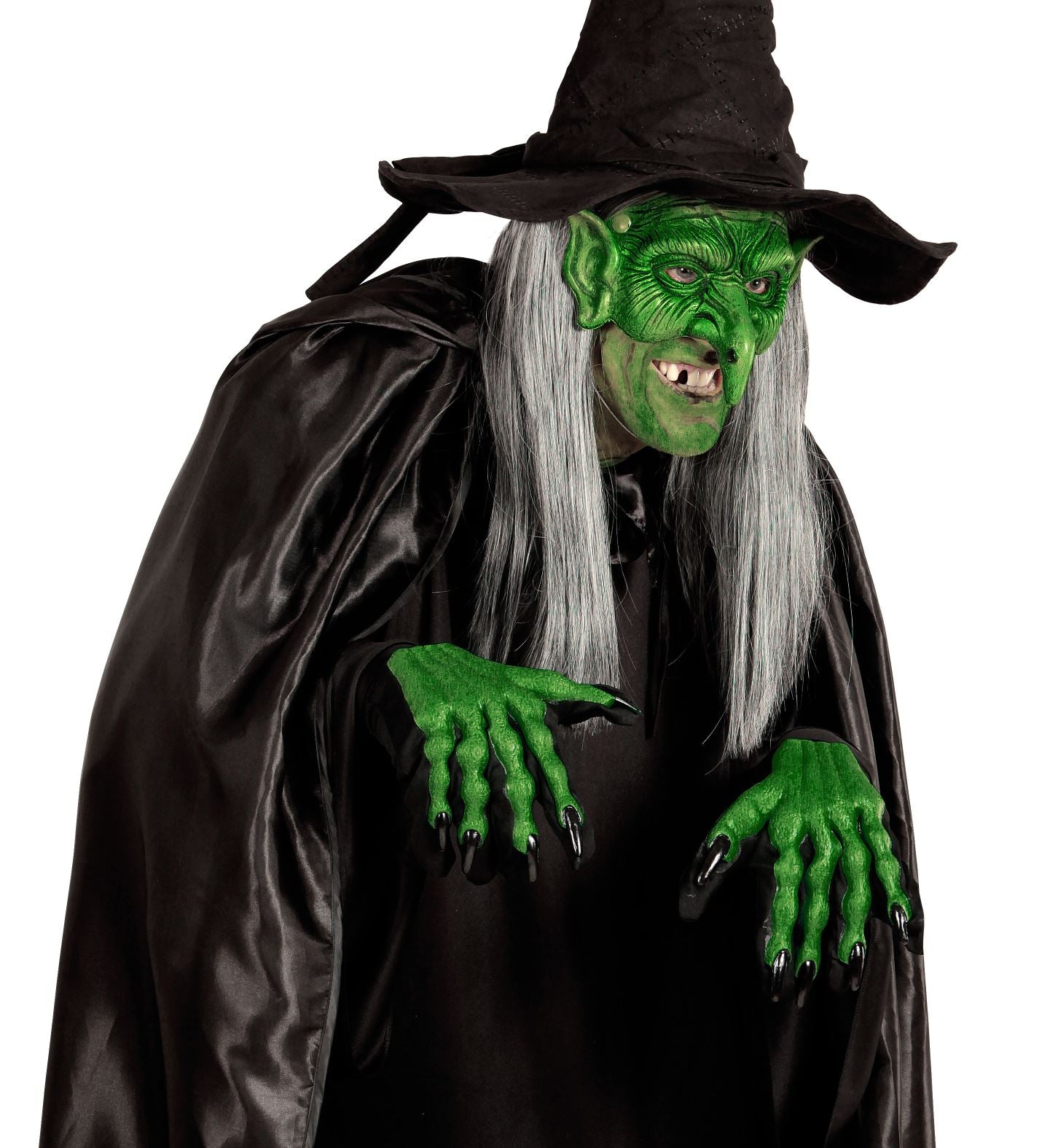 Guanti 3D in Lattice da Strega Verde Zombie Goblin Horror