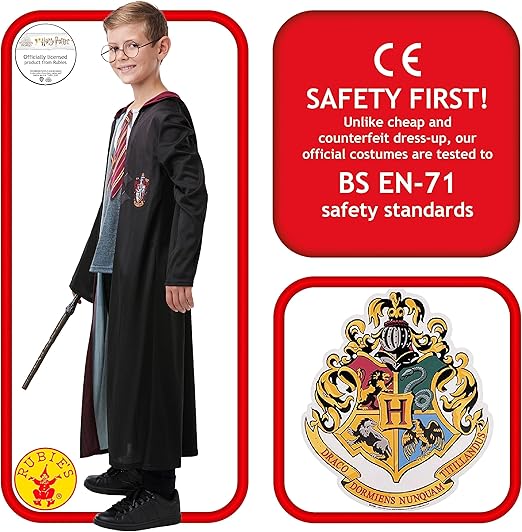 Costume Harry Potter Bambino con Occhiali e Bacchetta Grifondoro Originale