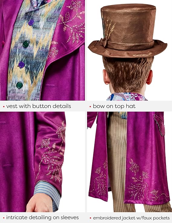 Costume Completo Willy Wonka La Fabbrica di Cioccolato Deluxe per Adulto Originale