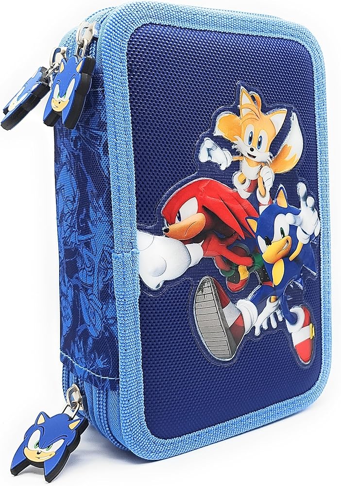 Astuccio 3 Zip Sonic & Friends Originale SEGA Completo 45 Pezzi Scuola