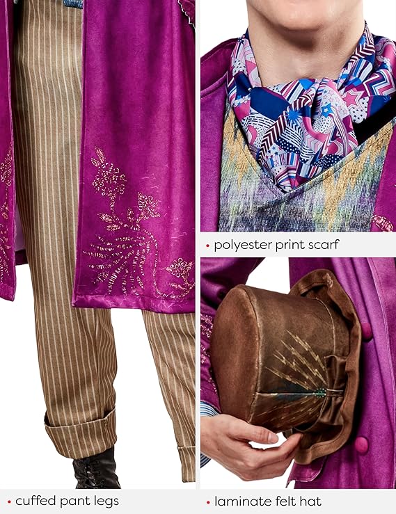 Costume Completo Willy Wonka La Fabbrica di Cioccolato Deluxe per Adulto Originale