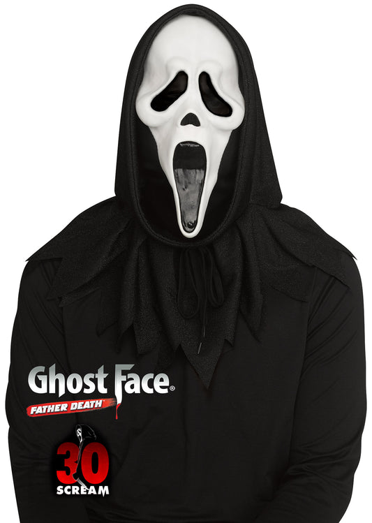 Maschera in Lattice 30° Anniversario Ghost Face con Cappuccio Glitterato Originale Fluorescente Gusto Vaniglia