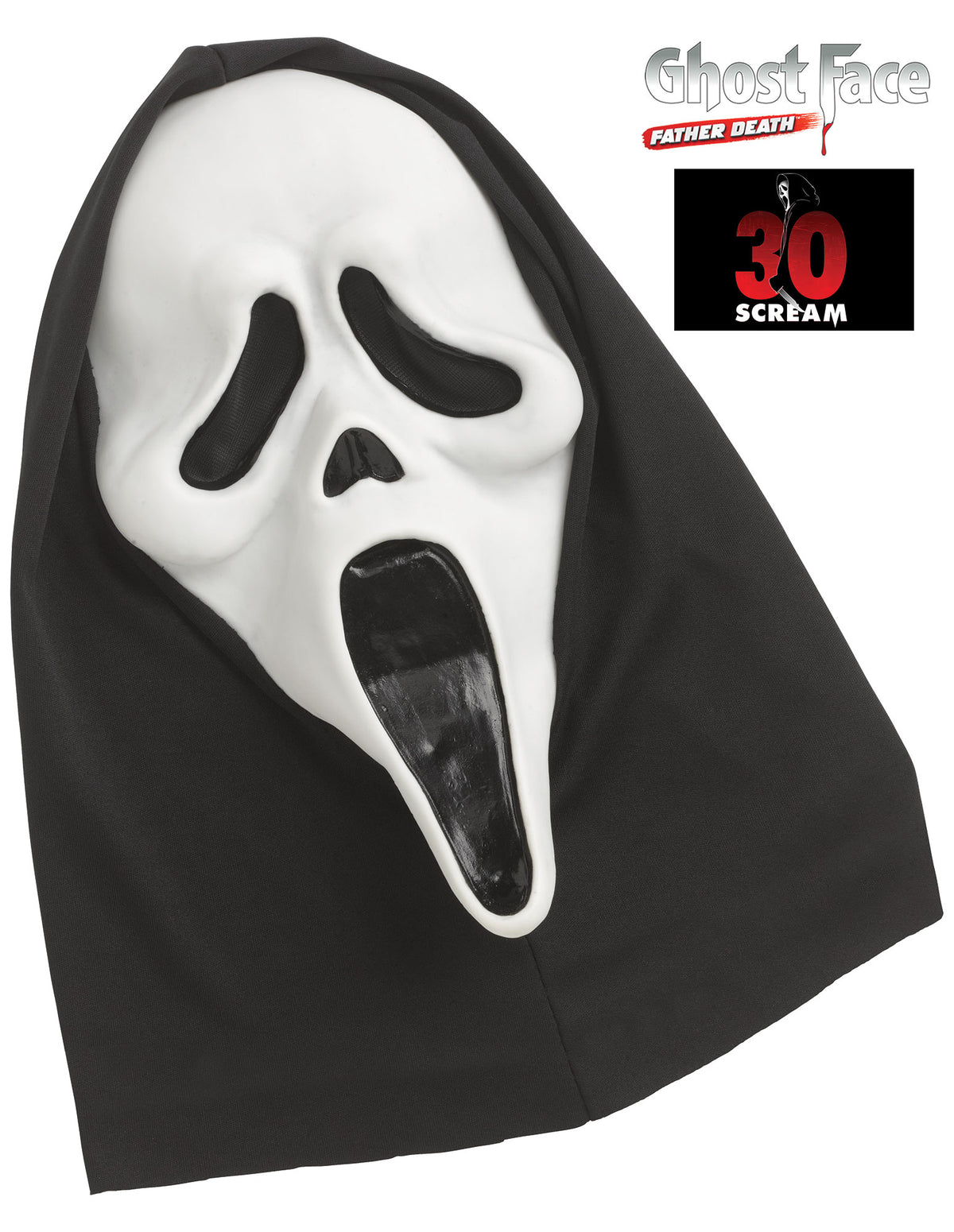 Maschera in Lattice 30° Anniversario Ghost Face con Cappuccio Glitterato Originale Fluorescente Gusto Vaniglia