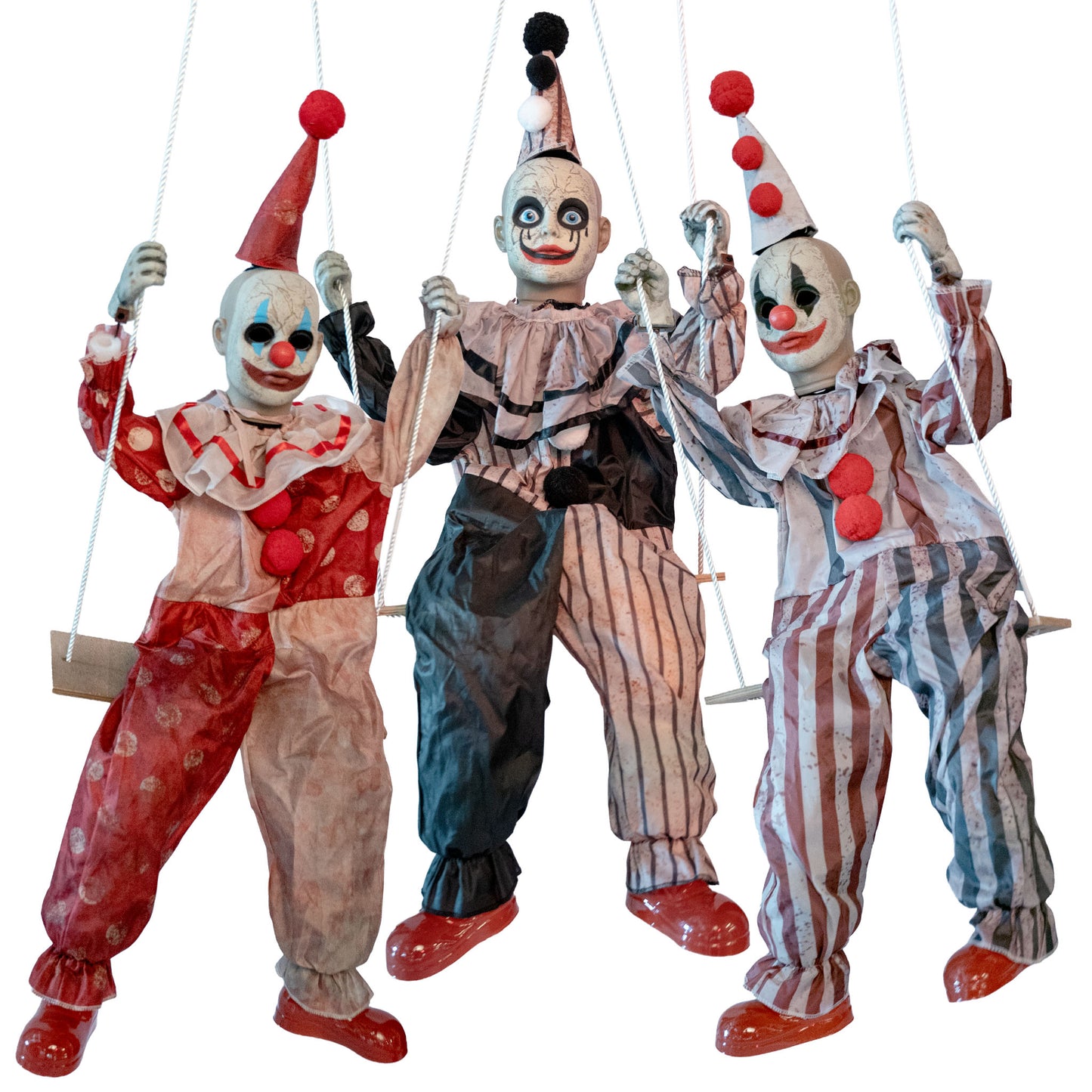 Giostra Circo con Tre Clown Horror con Luce Suono Movimento Animatronica alto 1.8m