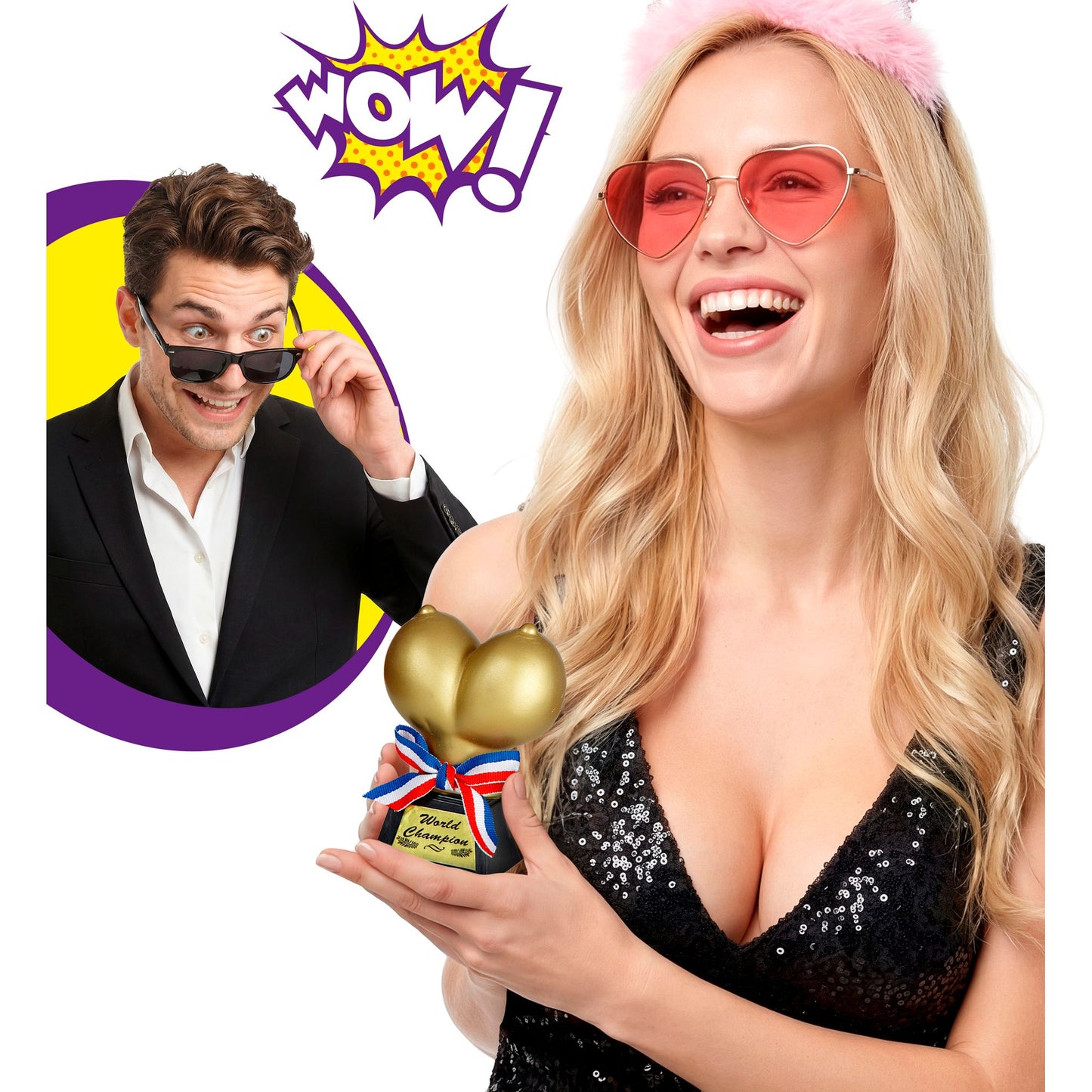 Trofeo Tette d'Oro Gadget per Addio Celibato Sposo Scherzo Matrimonio