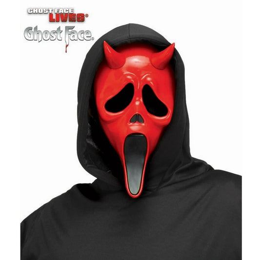 Maschera Rigida Devil Ghost Face Rossa con Corna con Cappuccio Originale Dead by Daylight Scream