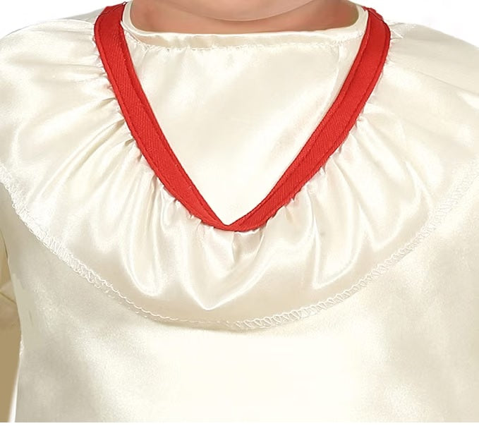 Costume Neonata Annabelle la Bambola Assassina Abito Raso con Dettagli Rossi