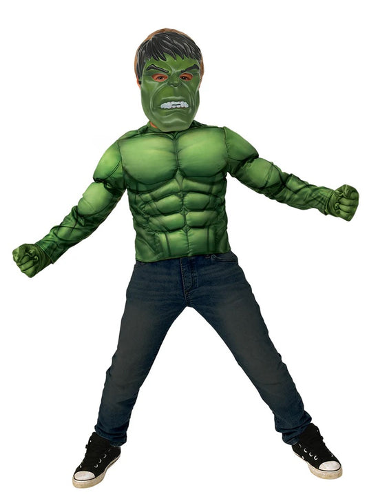 Set Hulk Maglia con Muscoli Maschera e Guanti Originale Marvel Avengers