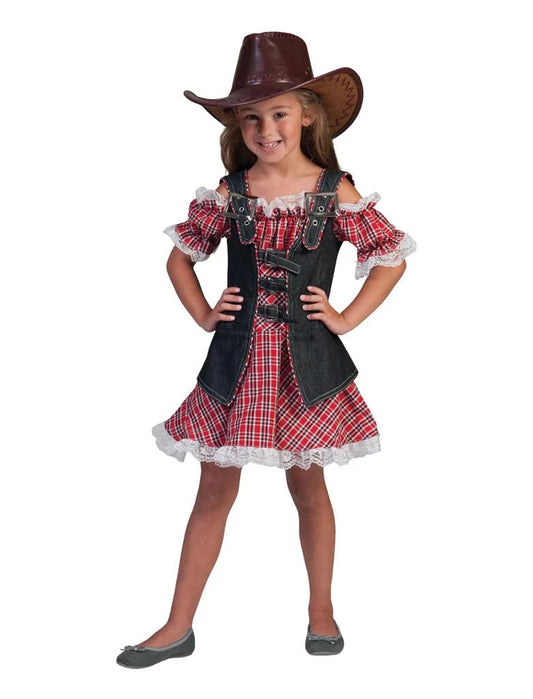 Costume da Cow Girl Bambina completo di Abito e Gilet Jeans