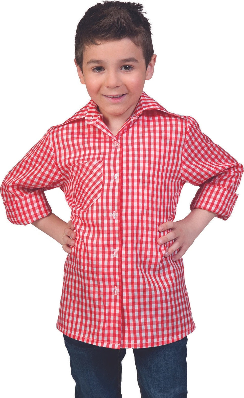 Camicia a Quadri Bianca e Rossa da Bambino Far West Contadino Popolano