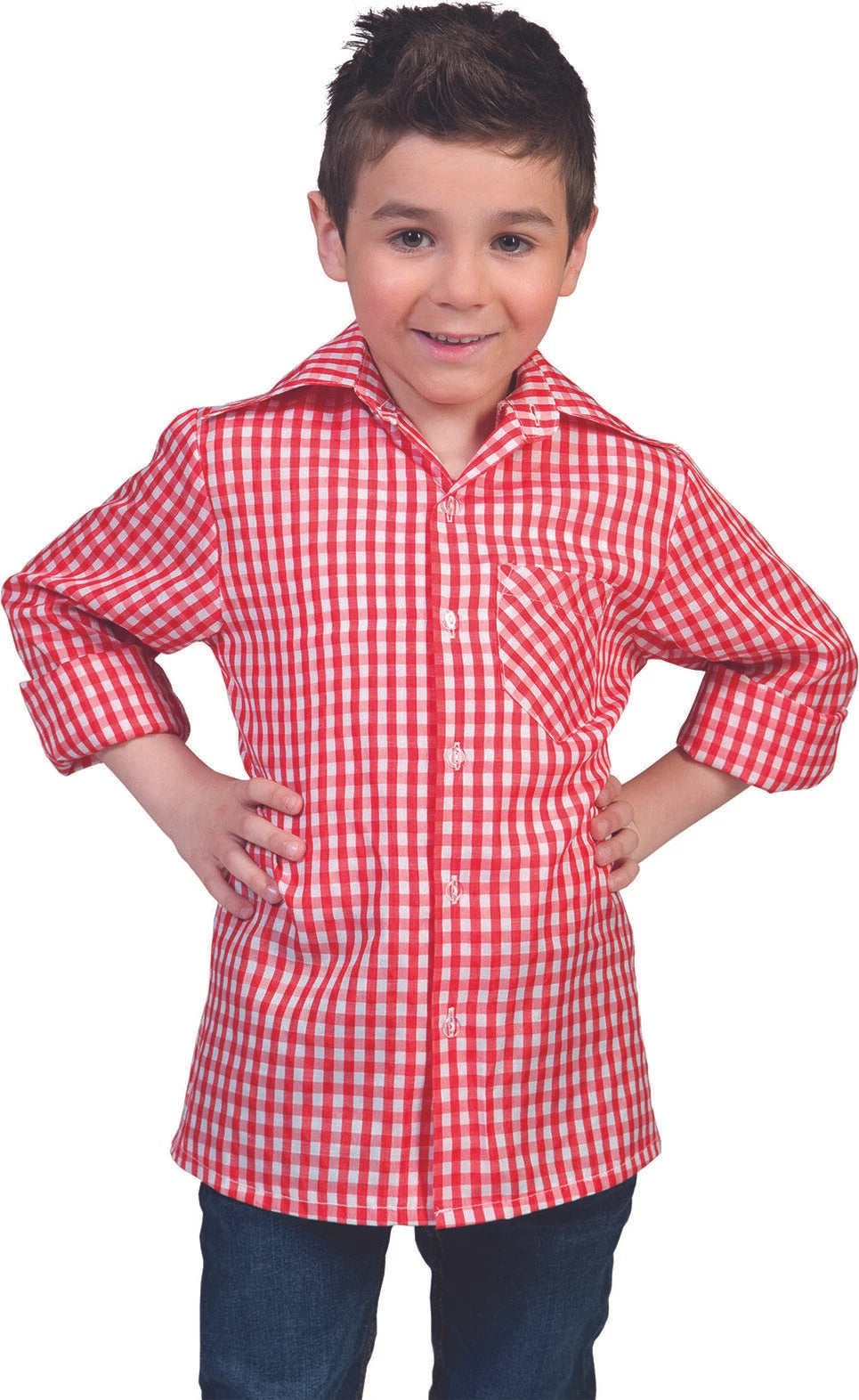 Camicia a Quadri Bianca e Rossa da Bambino Far West Contadino Popolano