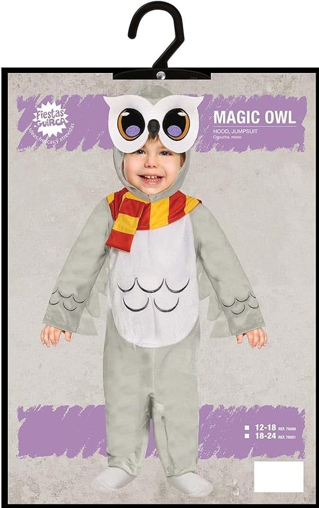 Costume Gufetto Neonato Grifondoro Tutain Pile e Cuffietta Edvige Harry Potter