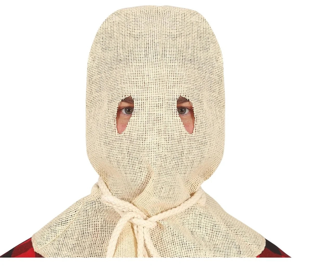 Maschera Spaventapasseri in Juta Cappuccio Horror con Corda