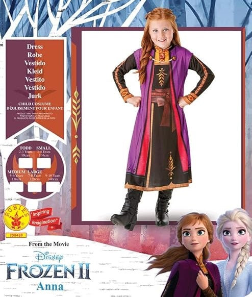 Costume Anna Frozen 2 il Viaggio con Stampa Originale in Scatola Disney