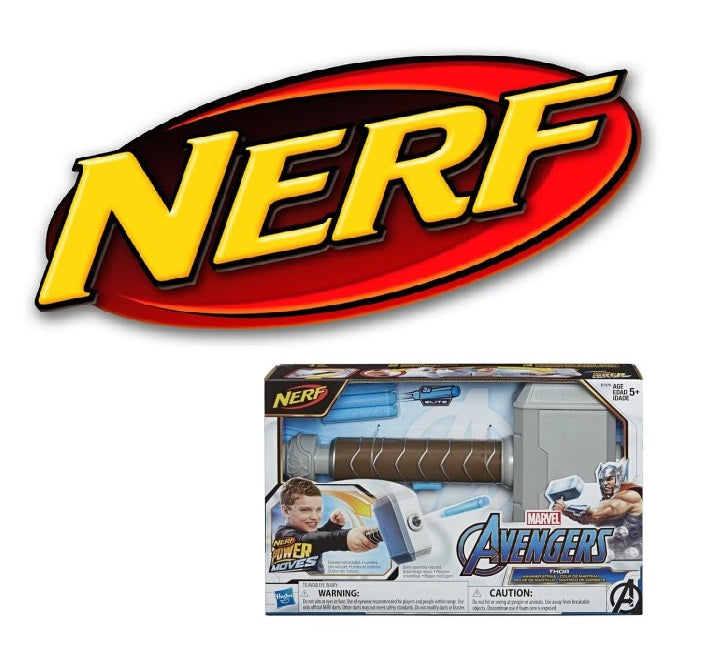 Martello Thor Nerf Power Moves Originale Marvel con Due Proiettili Husbro
