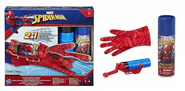 Guanto Spiderman Spara Ragnatele Filanti o Acqua Due in Uno Originale Marvel Husbro