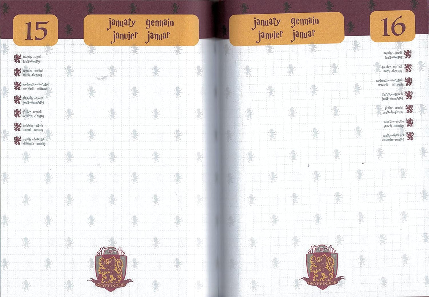 Diario Harry Potter Grifondoro Agenda Scuola Originale Wizarding World