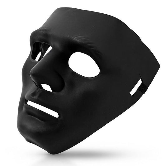 Maschera Nera Senza Volto Horror PVC Rigido con Elastico Halloween