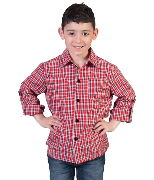 Camicia a Quadri Bianca e Rossa da Cowboy per Bambino Contadino Far West