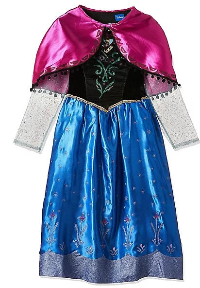 Costume Deluxe Anna Frozen Abito con Mantellina Glitter Originale in Scatola Disney