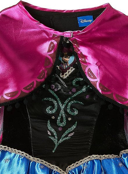 Costume Deluxe Anna Frozen Abito con Mantellina Glitter Originale in Scatola Disney