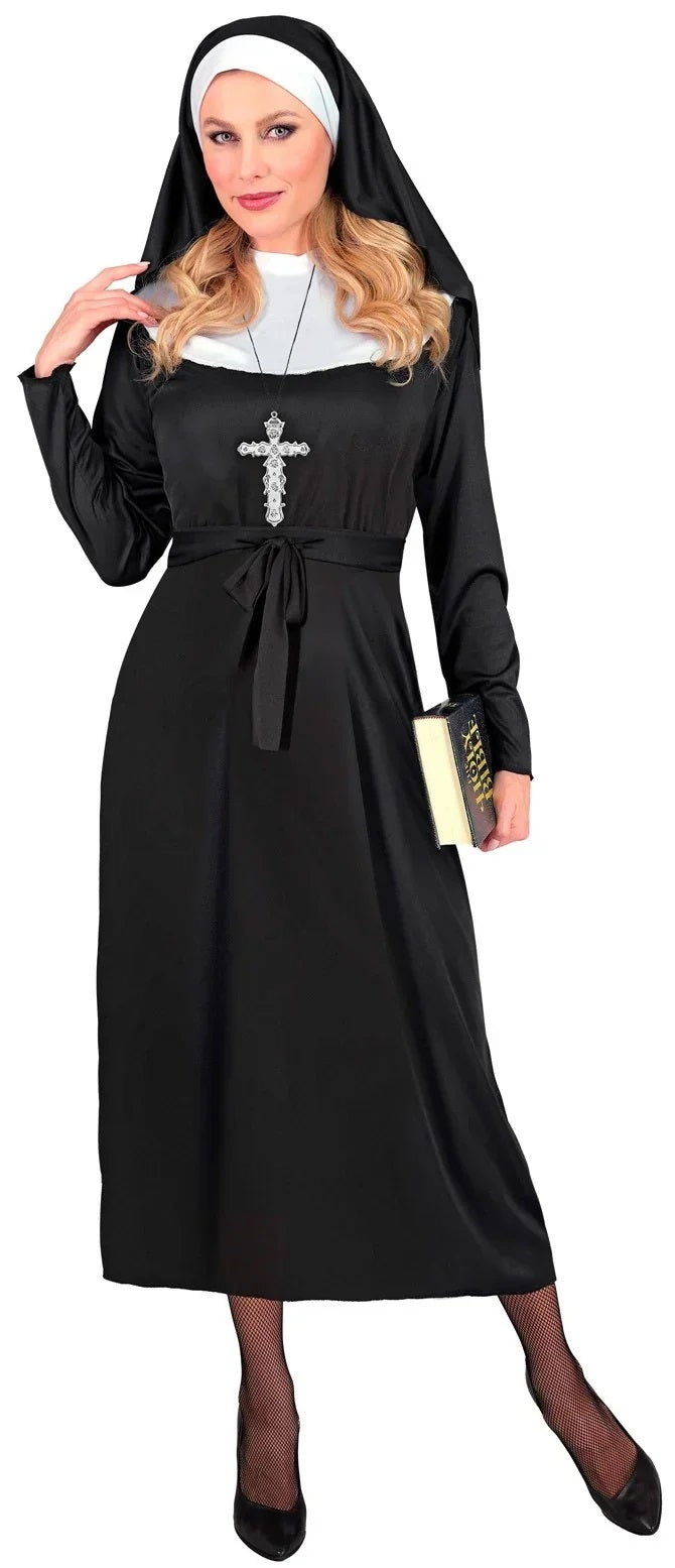 Costume da Suora di Chiesa Abito con Cintura e Copricapo Madre Superiora