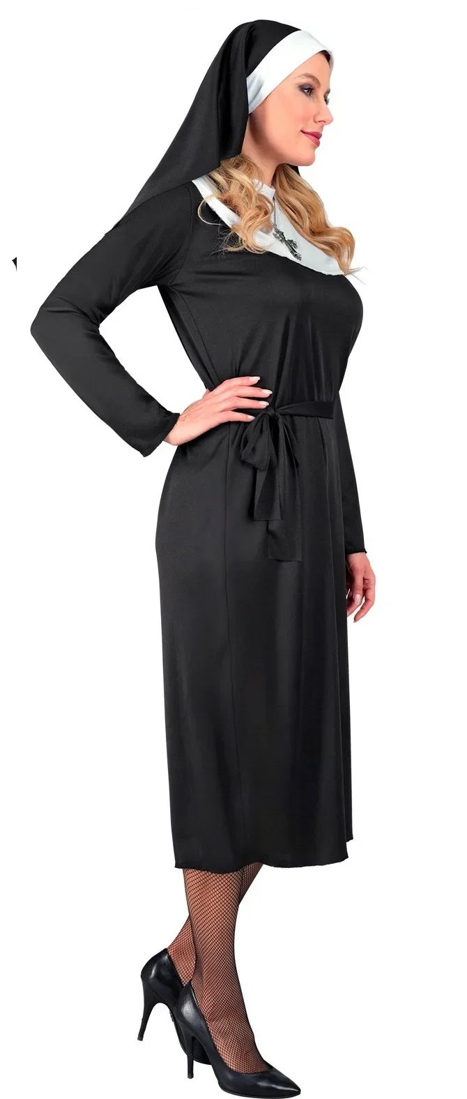 Costume da Suora di Chiesa Abito con Cintura e Copricapo Madre Superiora
