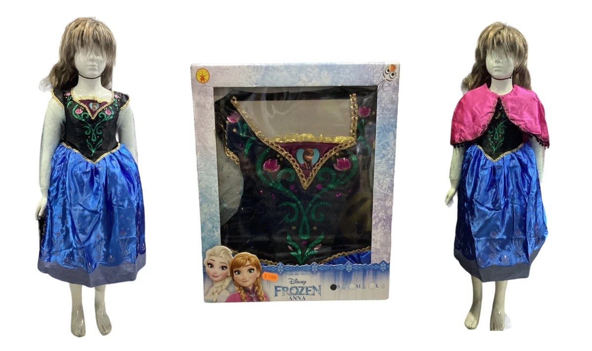 Costume Deluxe Anna Frozen Abito con Mantellina Glitter Originale in Scatola Disney