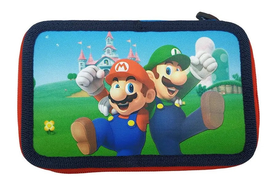 Astuccio 3 Zip Super Mario e Luigi Originale Nintendo Completo 46 Pezzi Scuola