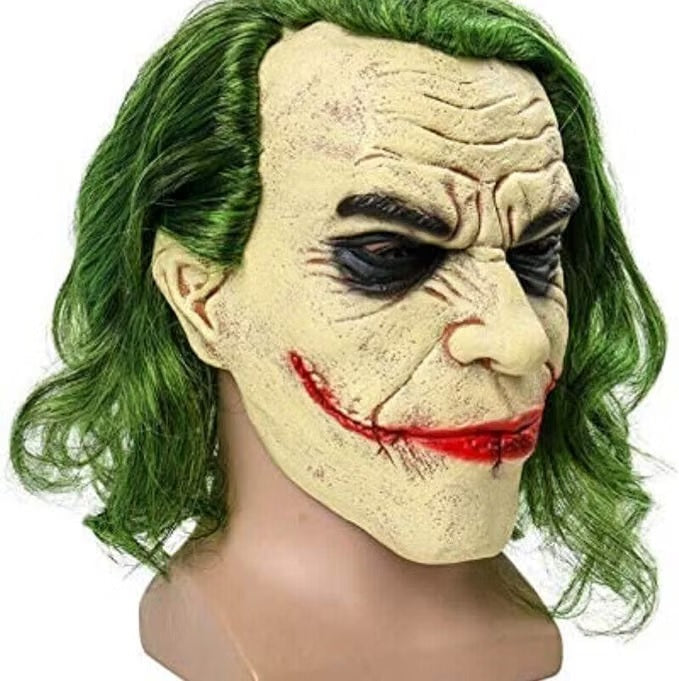 Maschera Joker in Lattice Intera con Capelli Sintetici Verdi Cattivo Batman DC