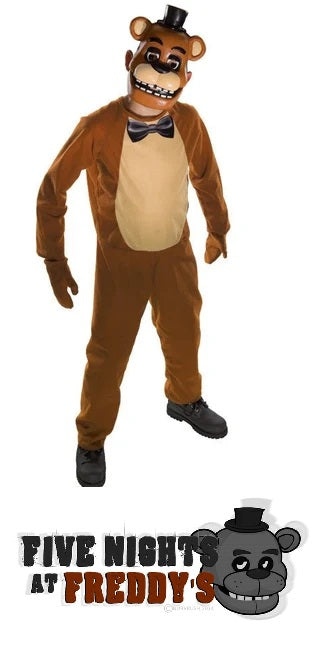Costume Freddy Five Nights at Freddys con Tuta Intera Guanti e Maschera Rigida FNAF