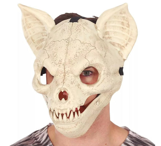 Maschera Teschio Pipistrello Ossa Animale con Mandibola Mobile Halloween