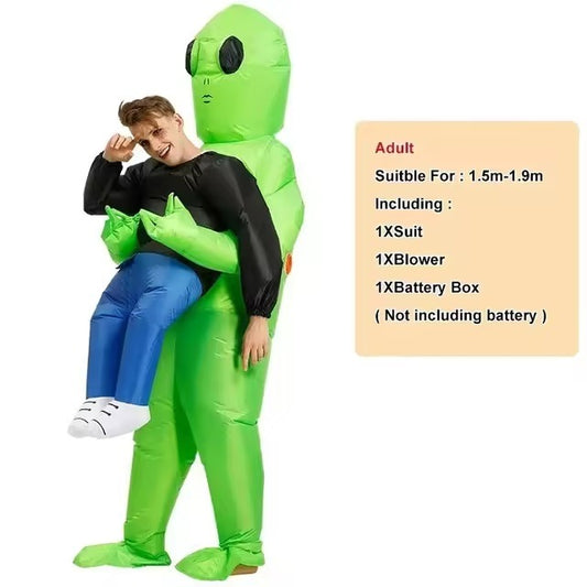 costume gonfiabile adulto rapito da alieno verde